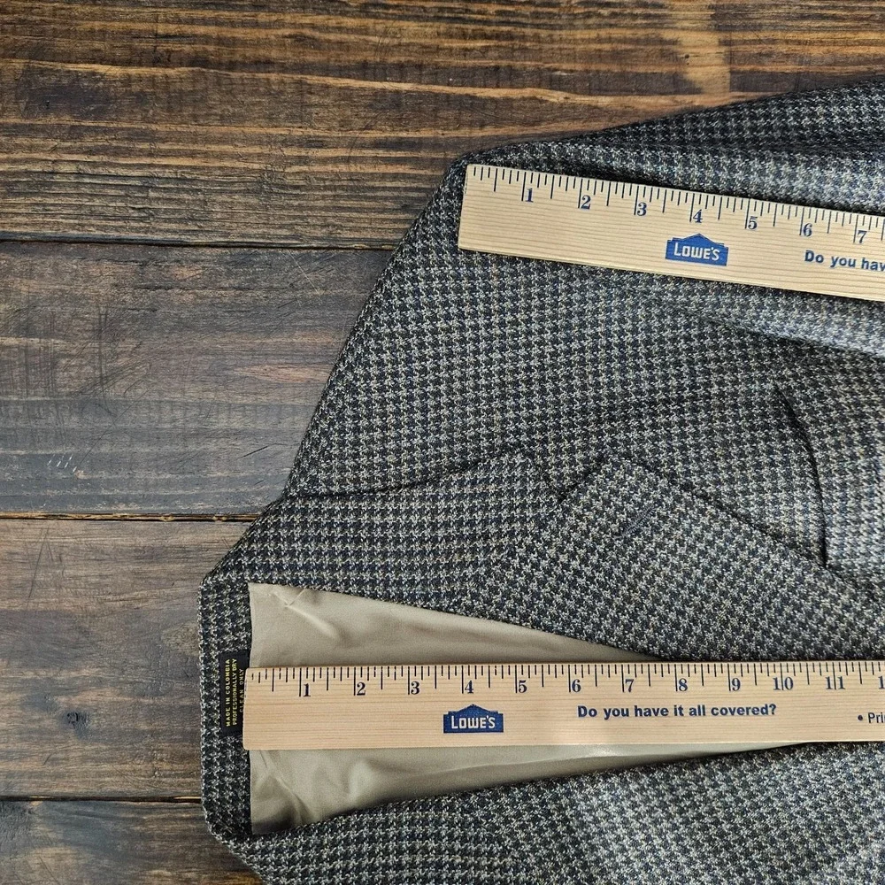 VTG RBM Men's Sport Coat Blazer Three Button Brown Houndstooth Lambs Wool 42R